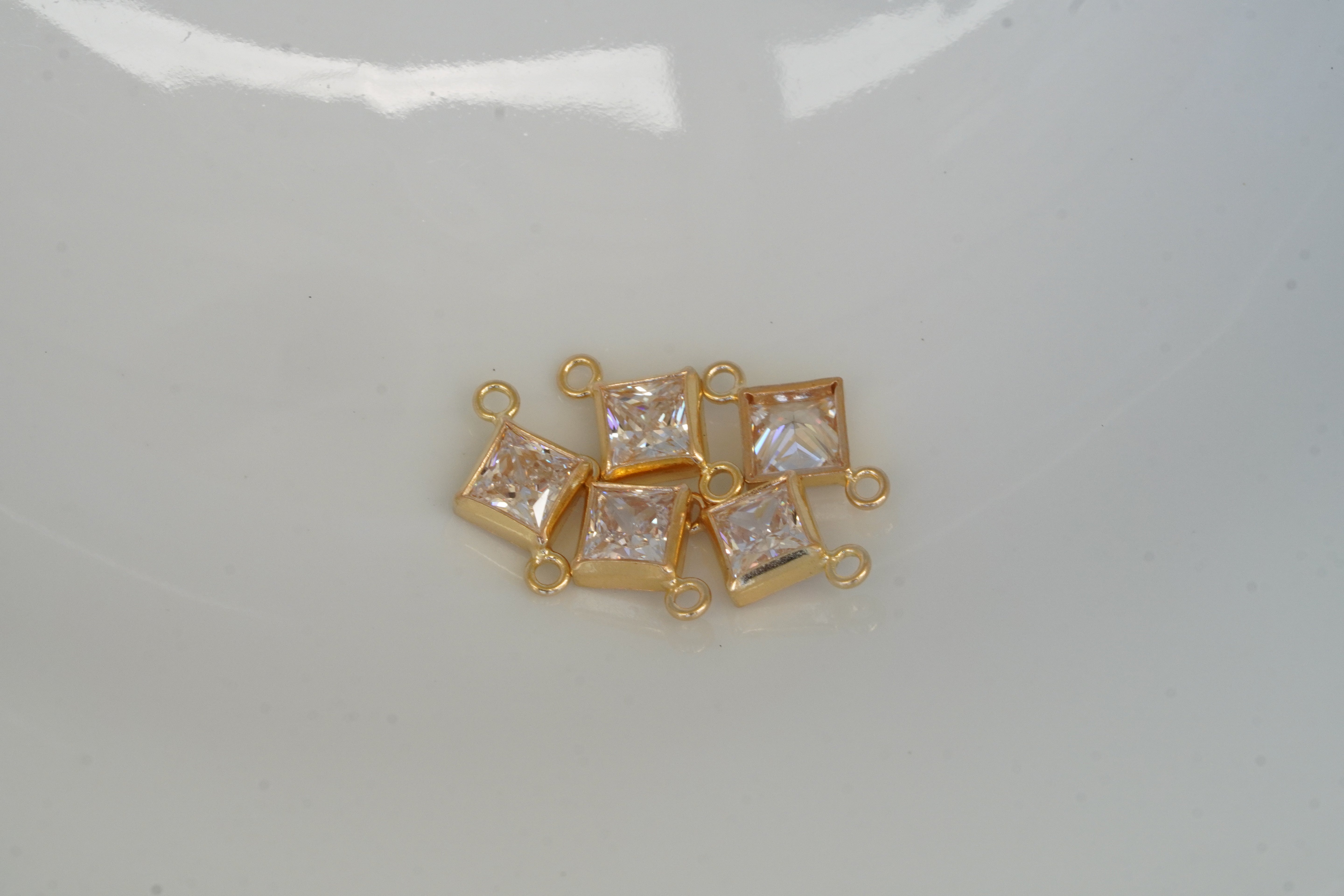 4mm Gold filled Princess Cut Square Birthstone Connectors
