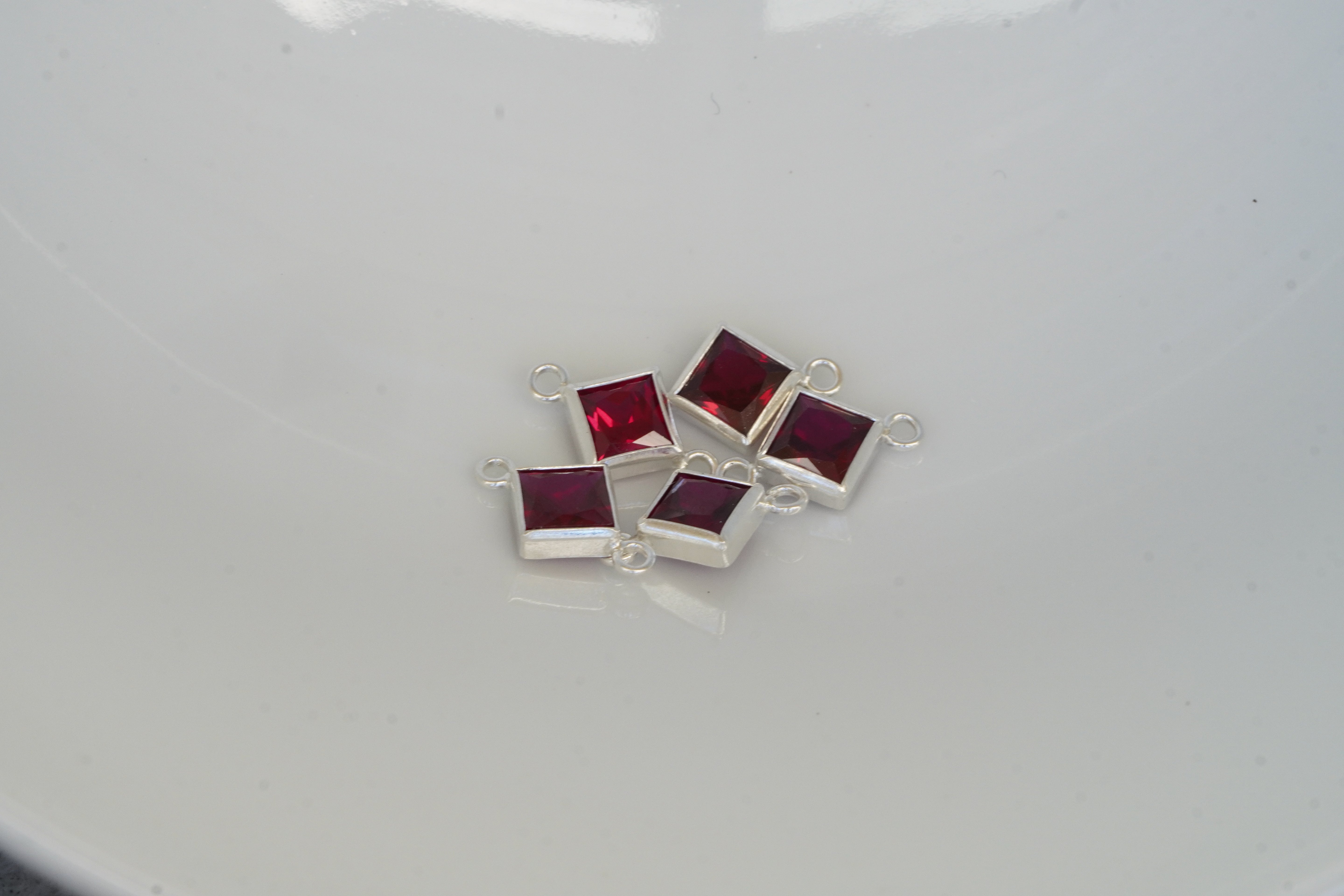 4mm 925 Sterling Silver Princess Cut Square Birthstone Connectors