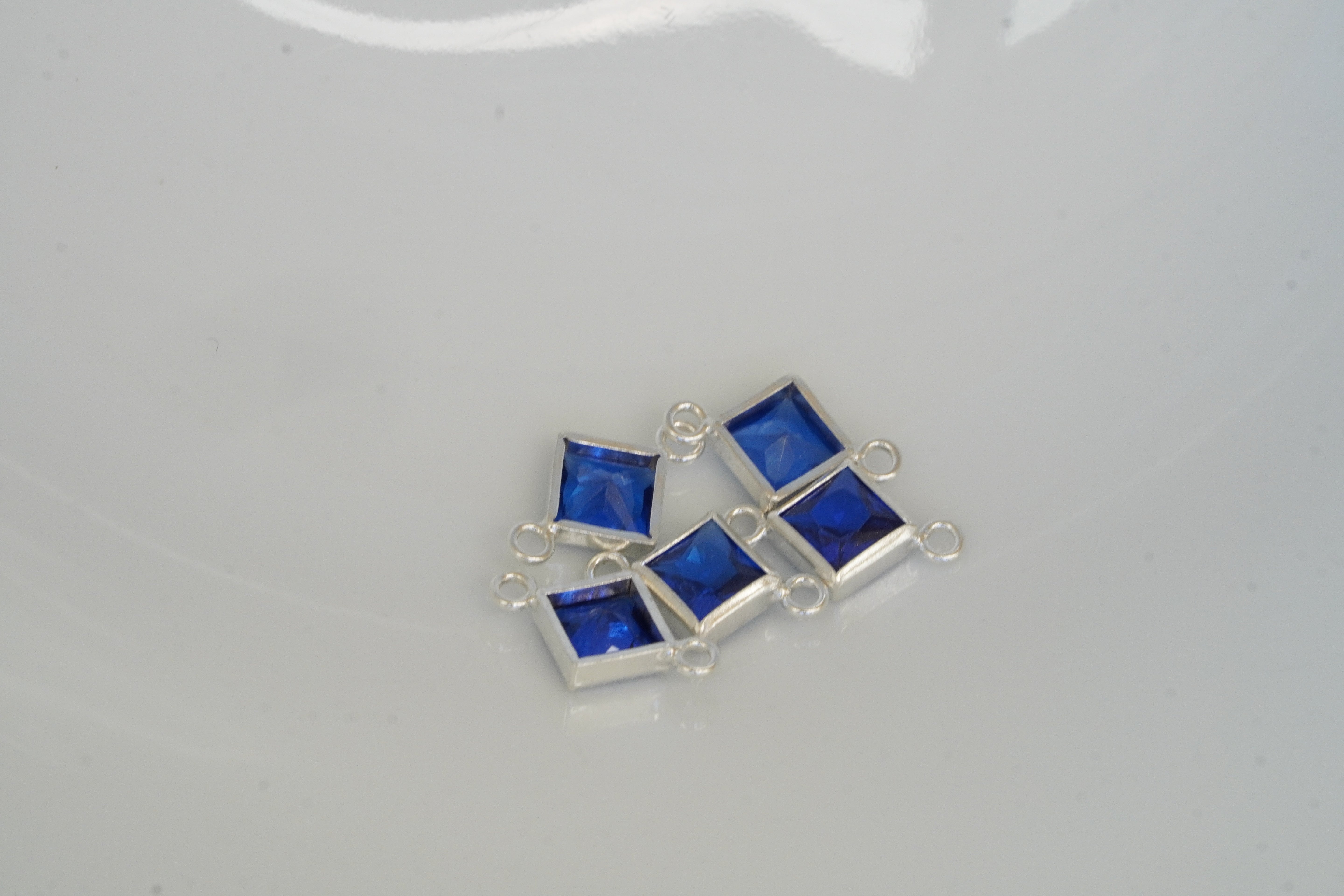 4mm 925 Sterling Silver Princess Cut Square Birthstone Connectors