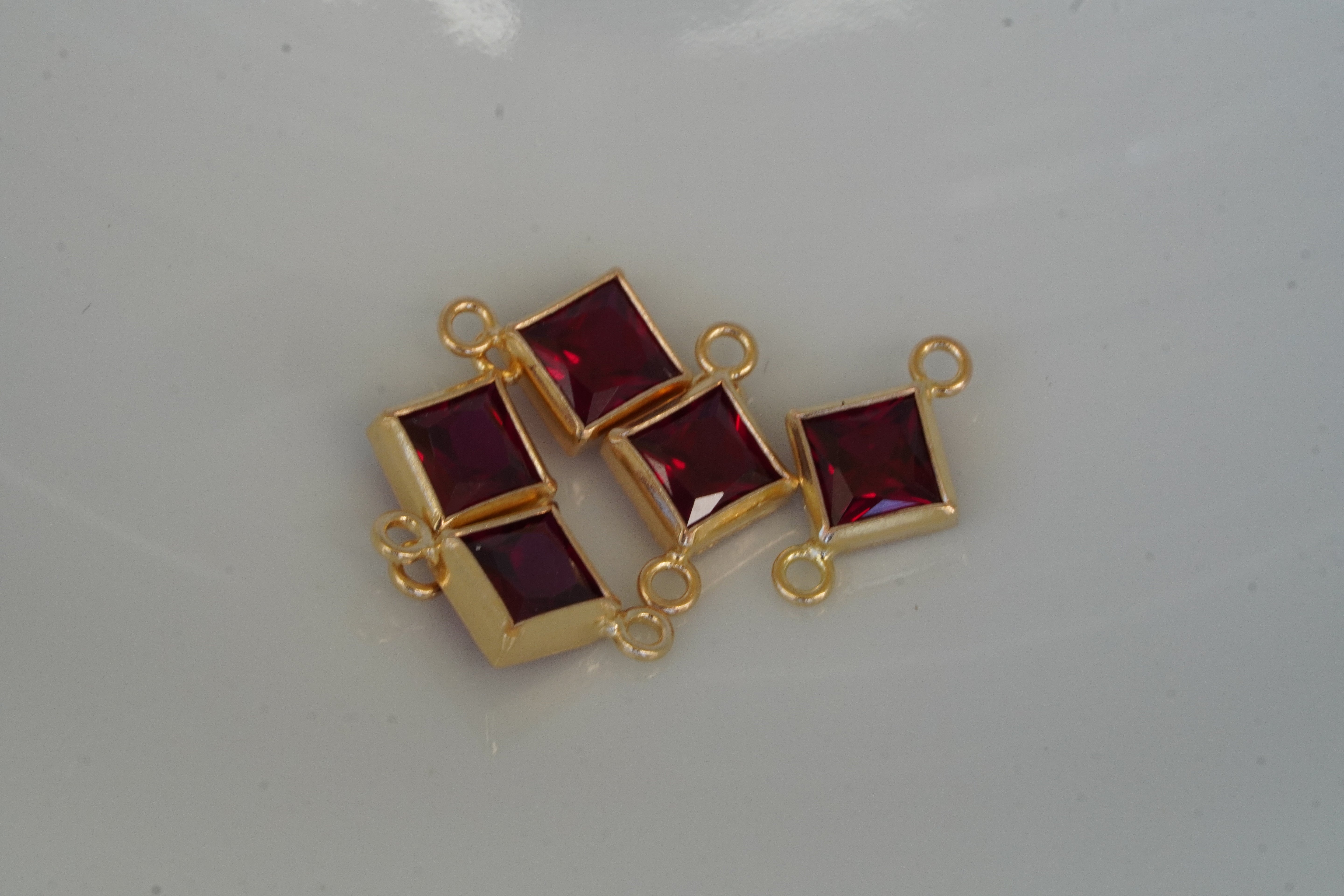 4mm Gold filled Princess Cut Square Birthstone Connectors