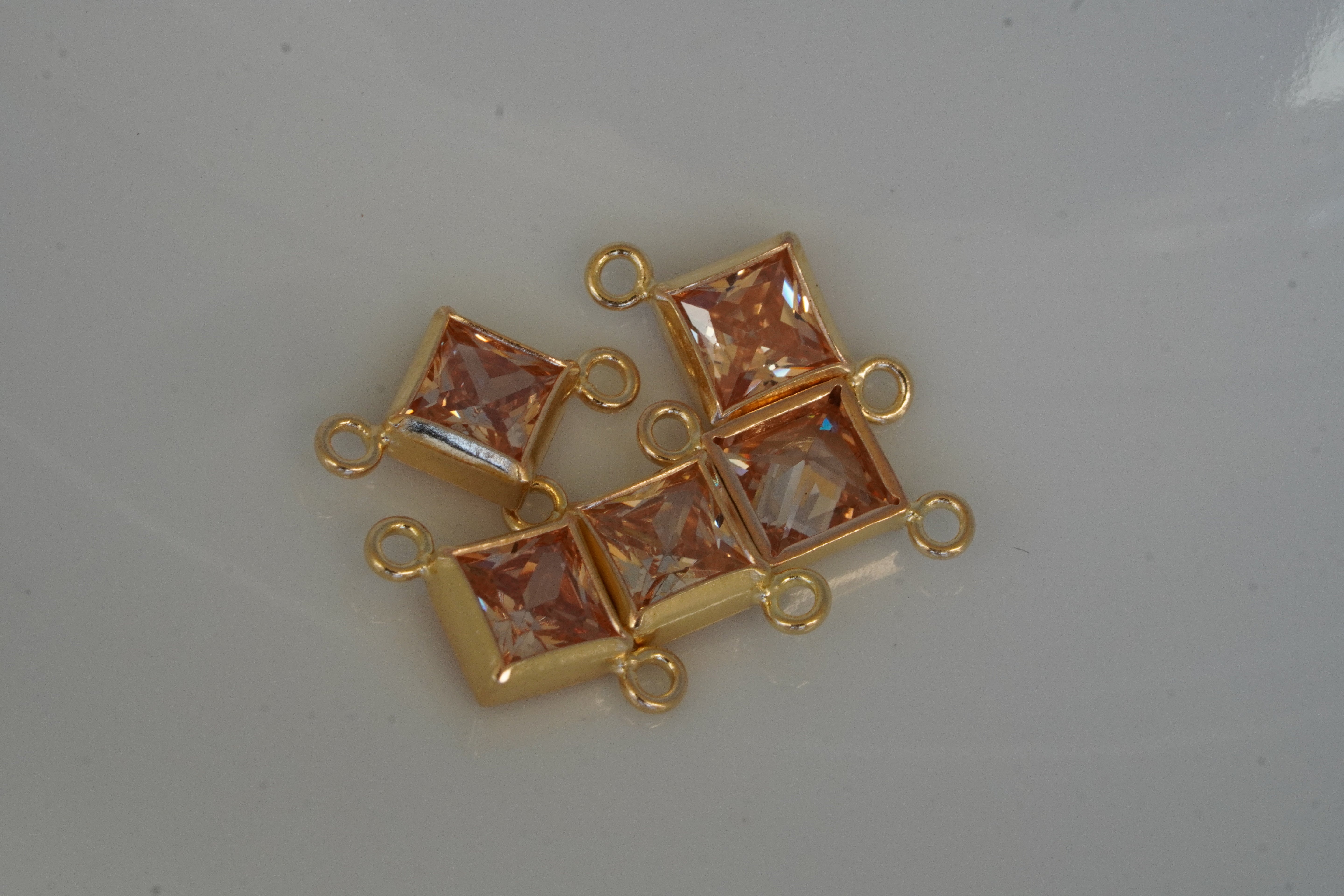 4mm Gold filled Princess Cut Square Birthstone Connectors