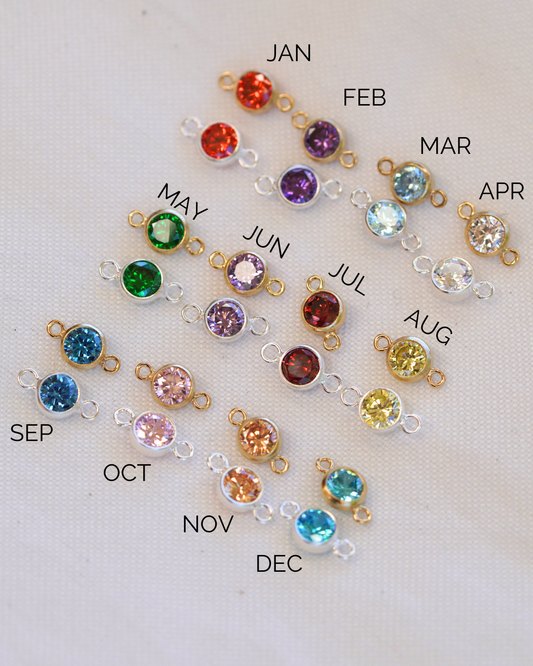 4mm Gold filled CZ Round Birthstone CONNECTORS