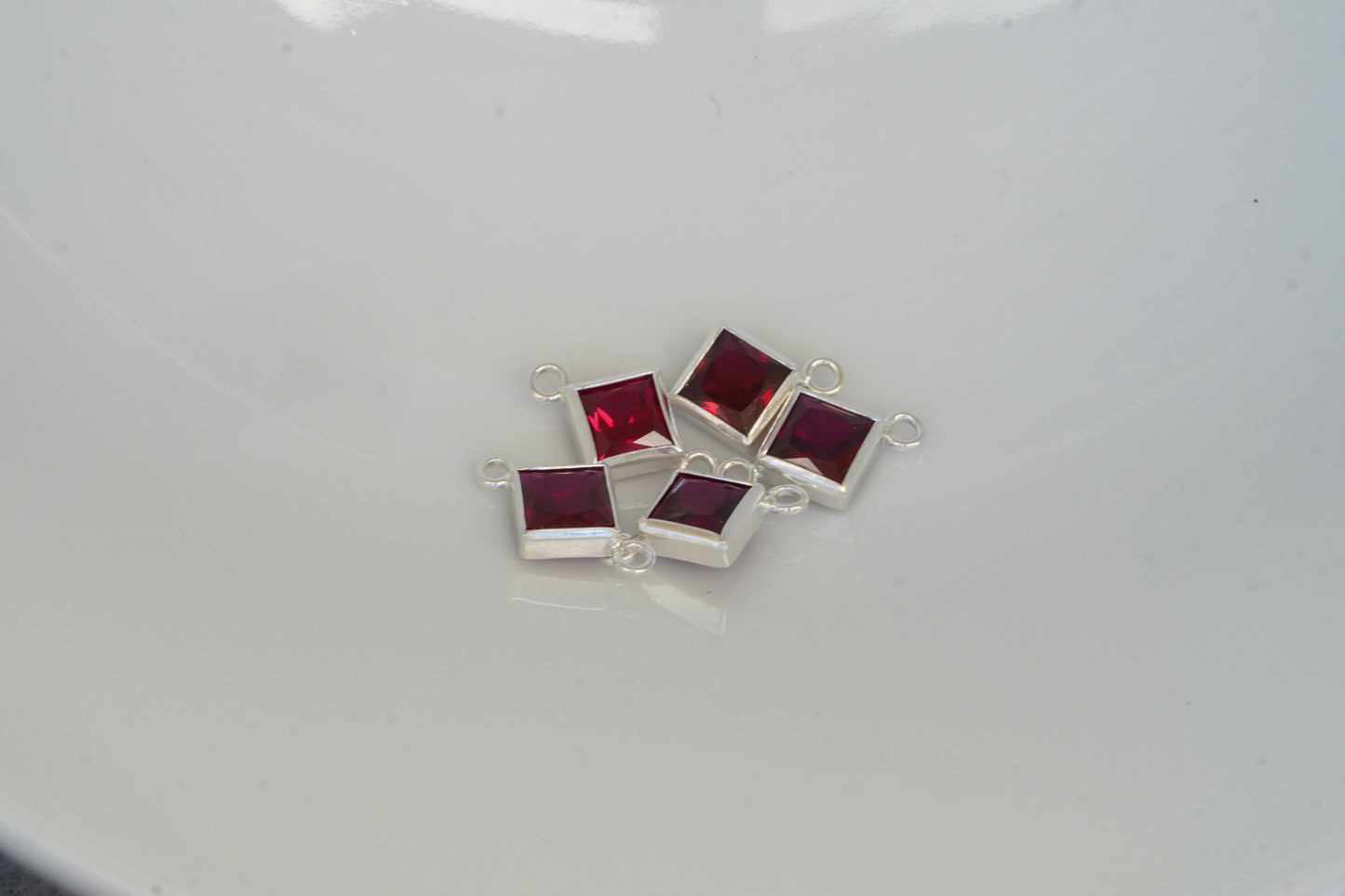 4mm 925 Sterling Silver Princess Cut Square Birthstone CONNECTORS