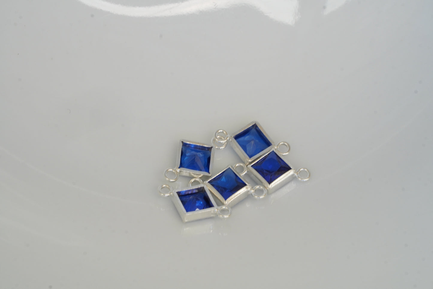 4mm 925 Sterling Silver Princess Cut Square Birthstone CONNECTORS