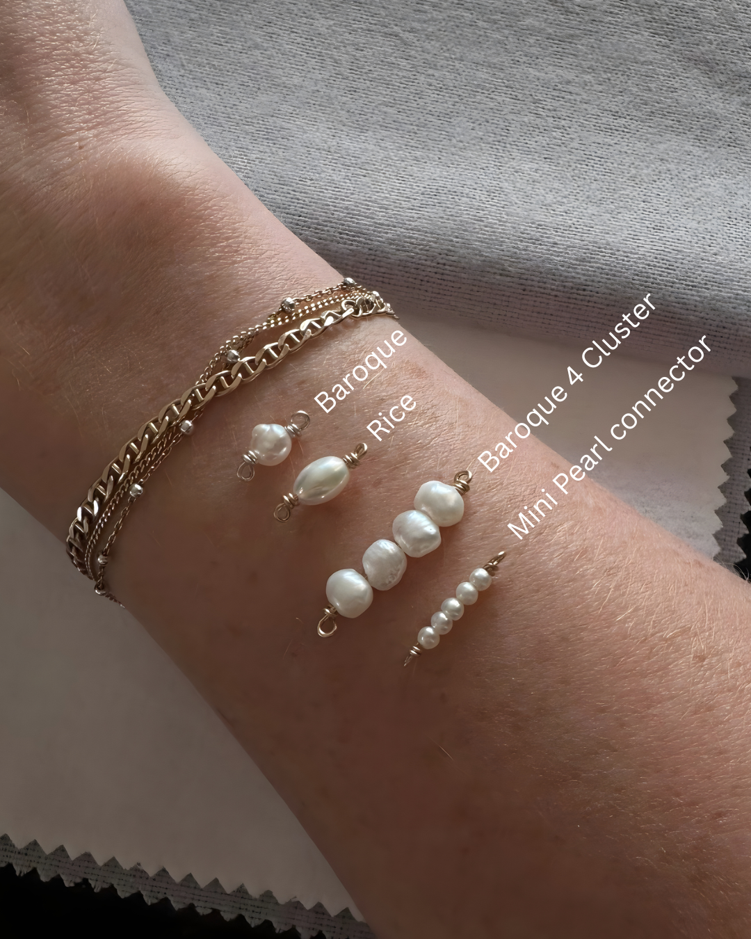 Baroque pearl 3-4 Connectors