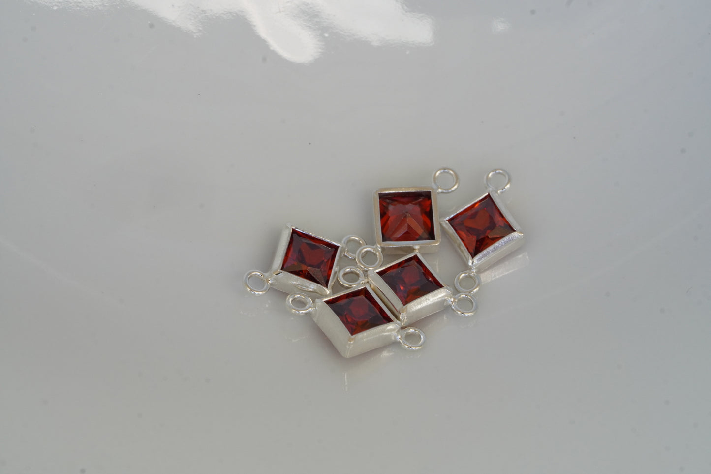 4mm 925 Sterling Silver Princess Cut Square Birthstone CONNECTORS