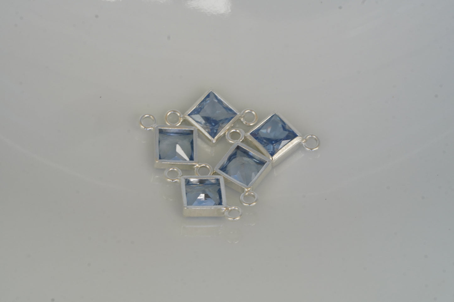 4mm 925 Sterling Silver Princess Cut Square Birthstone CONNECTORS