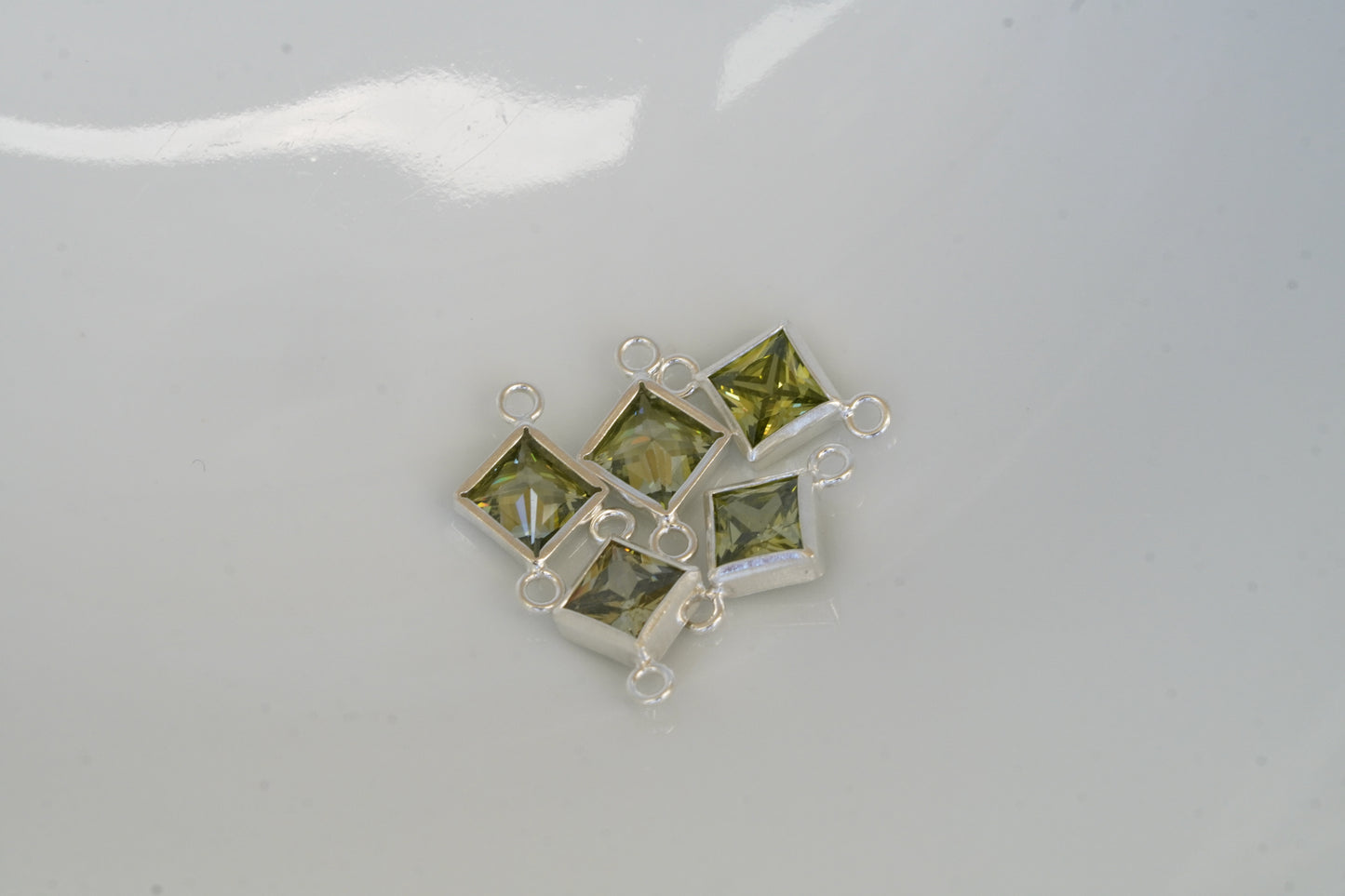 4mm 925 Sterling Silver Princess Cut Square Birthstone CONNECTORS