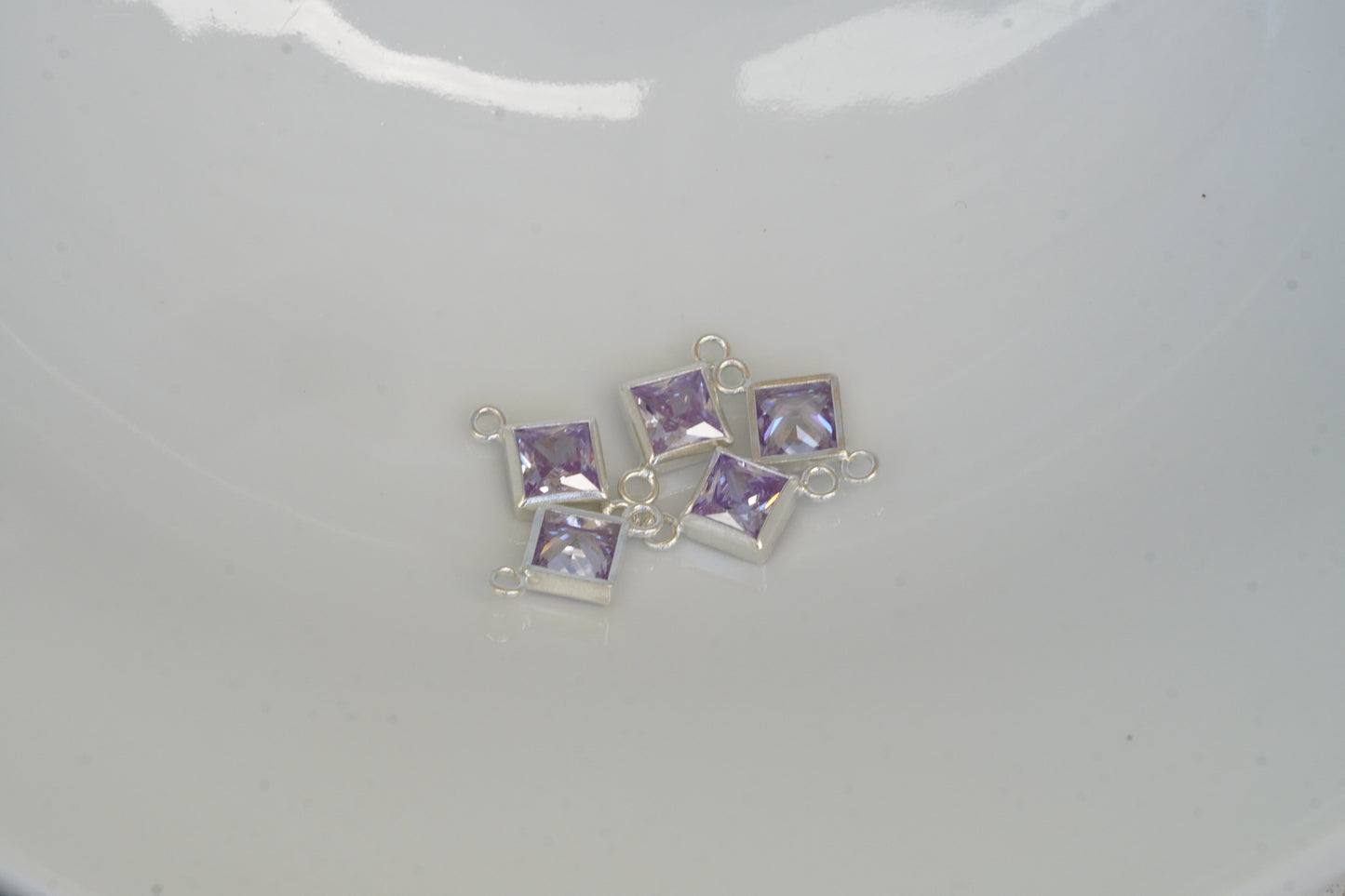 4mm 925 Sterling Silver Princess Cut Square Birthstone CONNECTORS