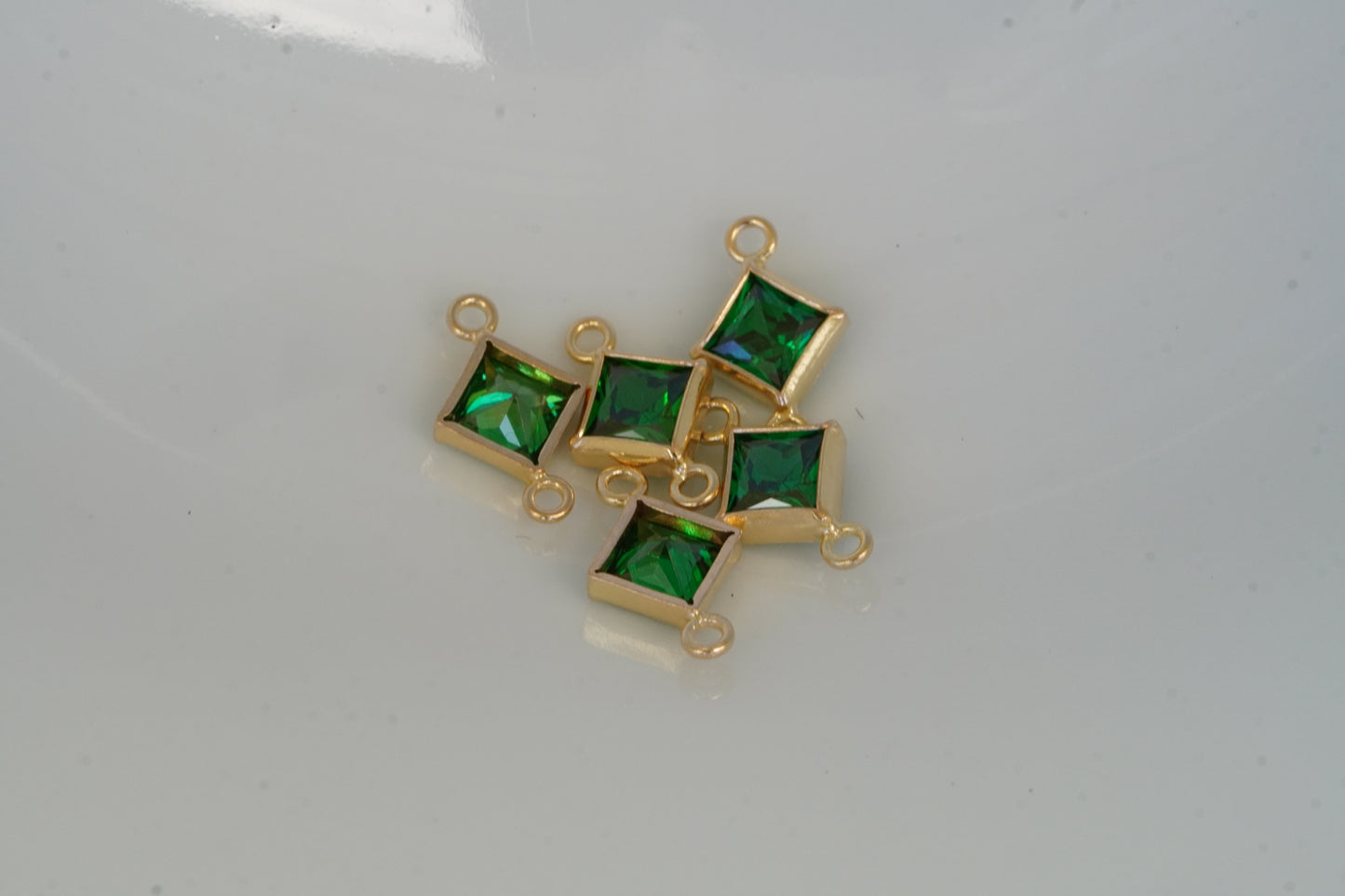 4mm 925 Gold filled Princess Cut Square Birthstone CONNECTORS