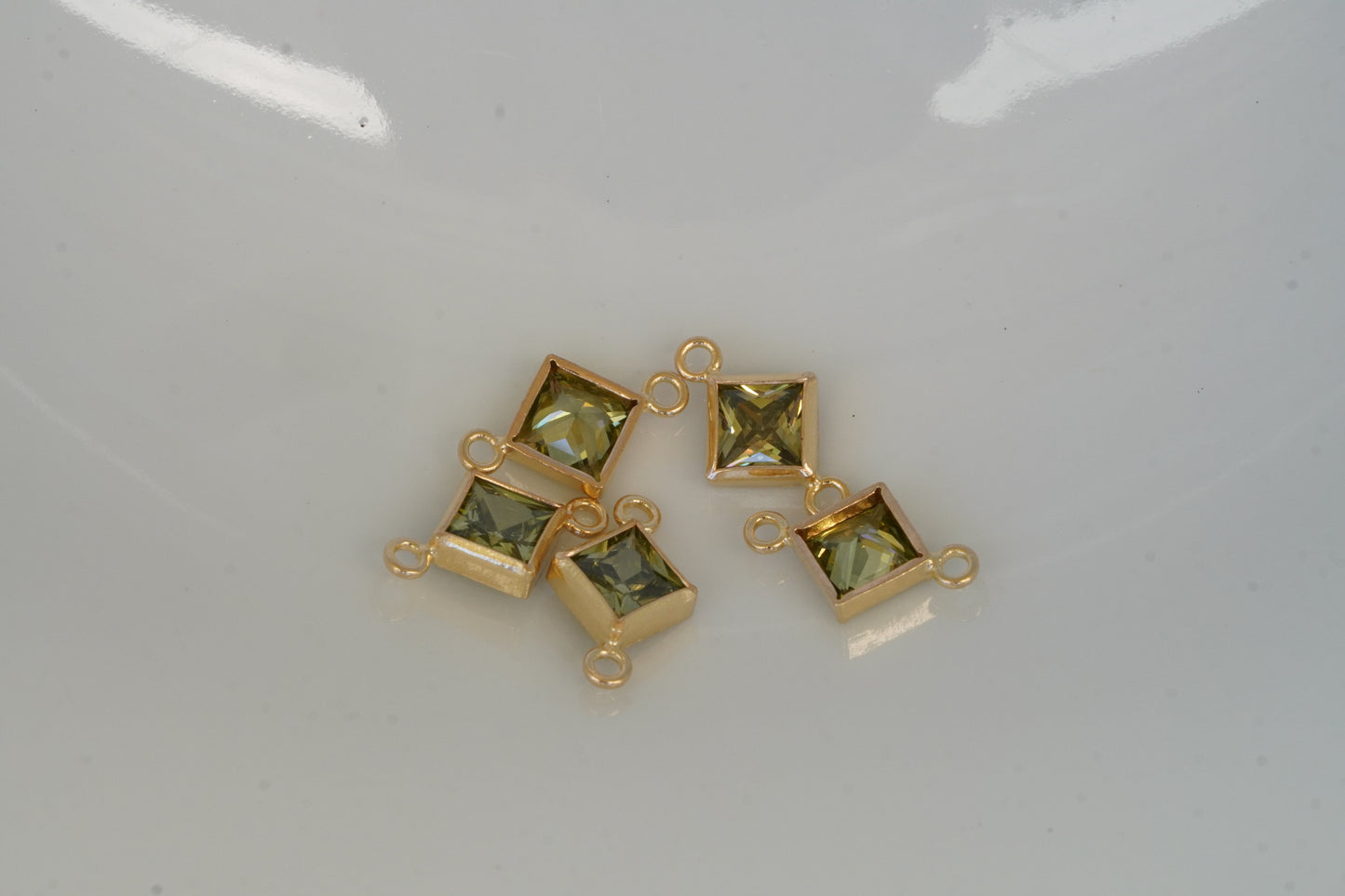 4mm 925 Gold filled Princess Cut Square Birthstone CONNECTORS