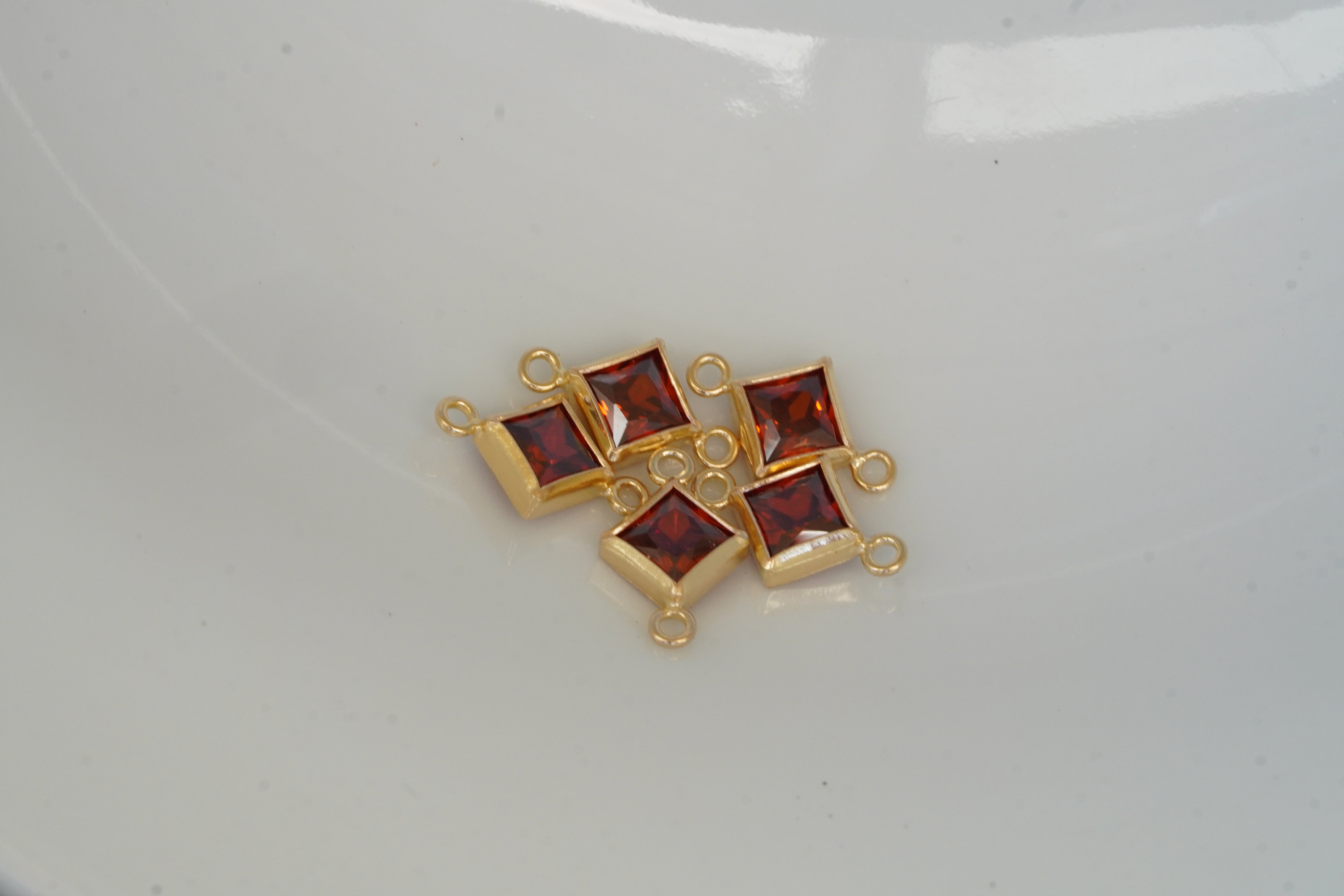 4mm 925 Gold filled Princess Cut Square Birthstone Connectors