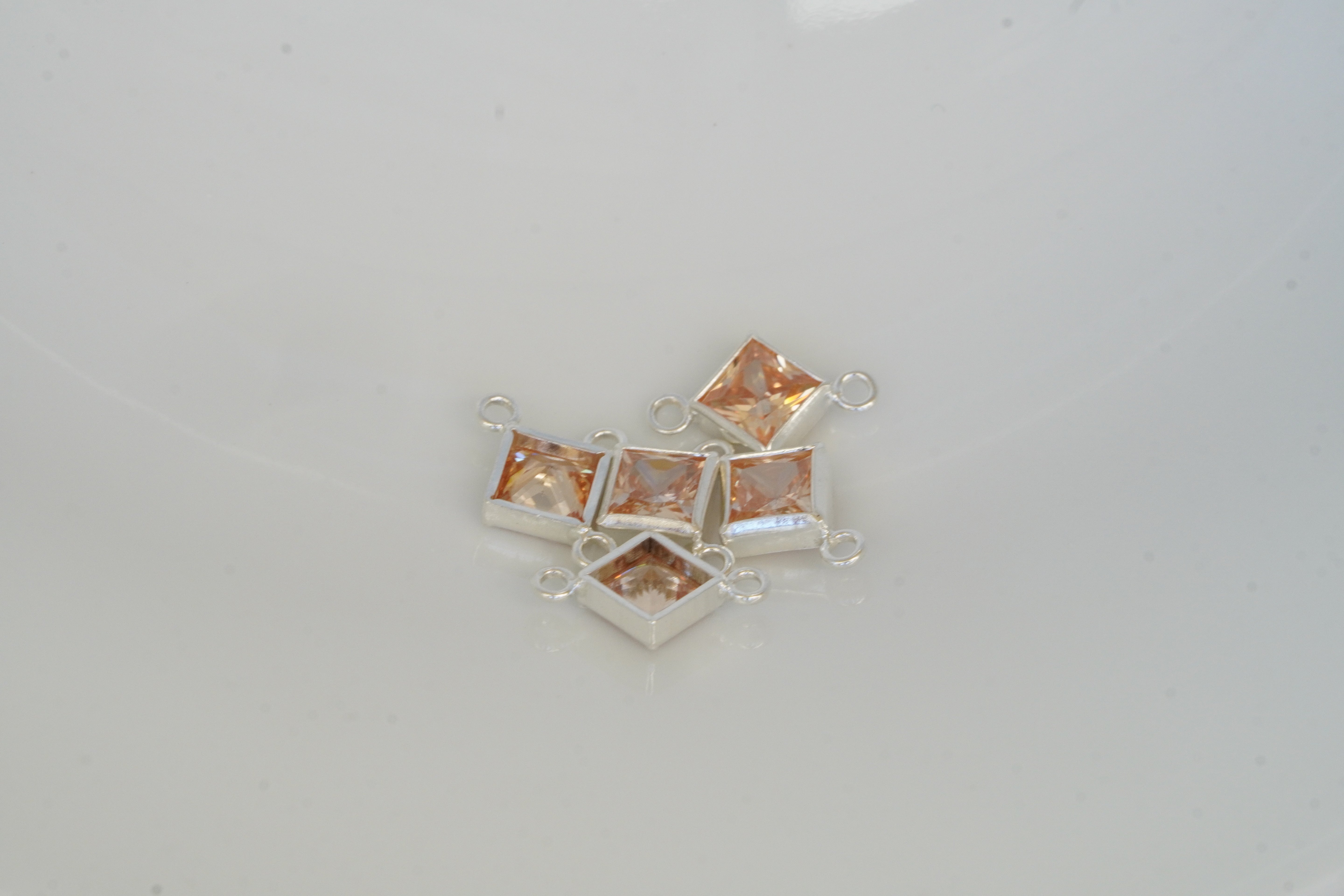4mm 925 Sterling Silver Princess Cut Square Birthstone Connectors