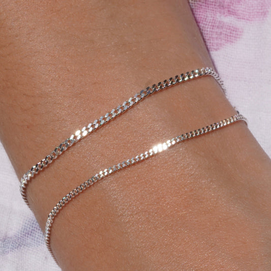 1.5mm, 2mm,4mm Curb Sterling Silver